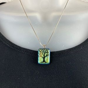 Tree of life dichroic glass pendant